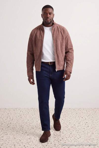 Trendyol Collection بنطلون جينز رجالي من القماش المرن باللون الأزرق الداكن مق...
