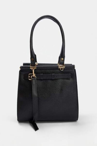 TRENDYOL SHOES Black Belt Detailed Women's Medium Shoulder Bag Takaw27Oc00061