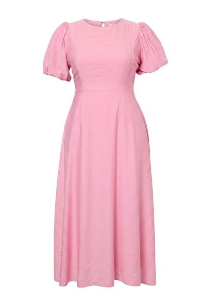Trendyol Curve Pink Woven Plus Size Dress Tbbaw27Ah00071