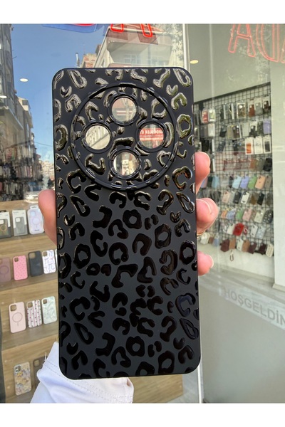 OVADA Redmi 14C Uyumlu Siyah Leopar Desenli Telefon Kılıfı