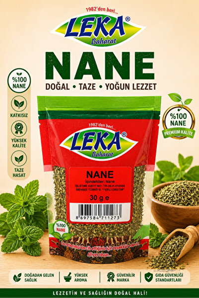 leka baharat Nane 30 g – Katkısız, Yoğun Aromalı Yemeklik & Çaylık Baharat