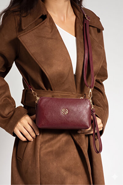 H&D COLLECTİON Γυναικεία τσάντα ώμου από συνθετικό δέρμα, 3 θέσεων, με μεταλλ...