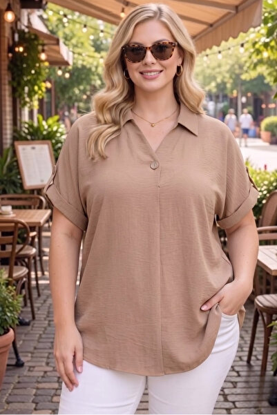 tarzımsüper Γυναικεία μπλούζα πουκάμισο με γιακά πόλο με κουμπιά