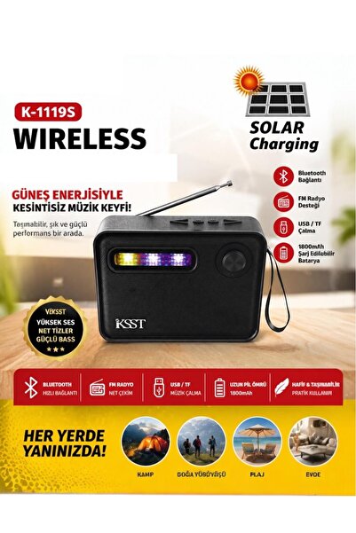 GÜZELYÜZ AVM Işıklı Taşınabilir Kablosuz Hoparlör Bluetooth FM Radyo Wireless...