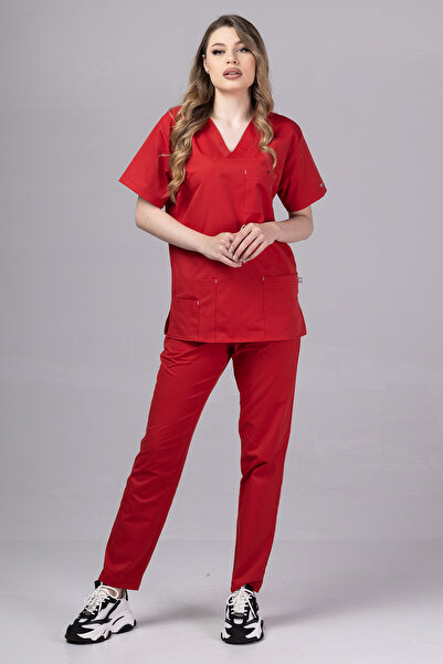tag Costum medical Cool Premium pentru femei, roșu