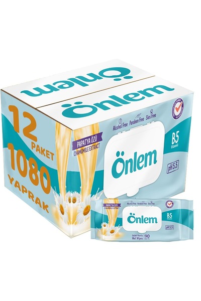 ÖNLEM Wet Towel Wipes 90 Sheets Chamomile Extract (Set of 12) 1080 Sheets wit...