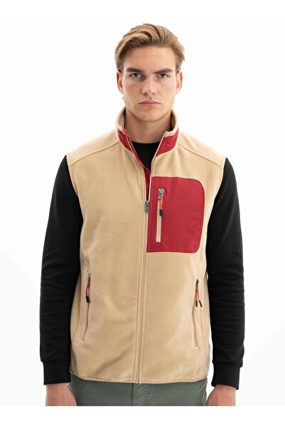 Arma Ar-Ma Men's Beige Winter Softech Fleece Relax Fit Full Zipper Side Pocke...