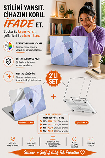Mcstorey Macbook Air Kılıf M2-m3-m4 13.6inç Yapıştırma Kaplama Marble14 (13.6...