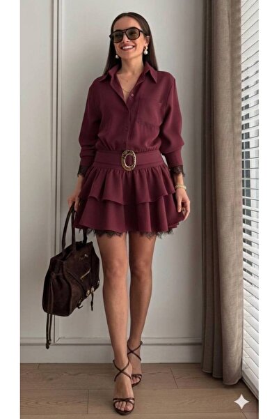 GLAMSI Rochie cu talia evidențiată prin cataramă și inserții elegante din dan...