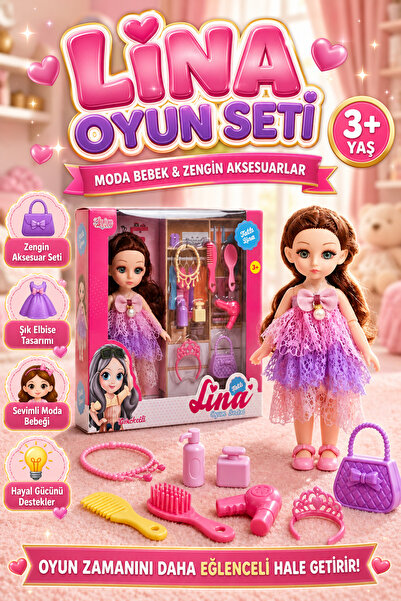viyol marketim Tatlı Lina Bebek Oyun Seti – 15 cm Figür Bebek Kız Çocuk Oyunc...