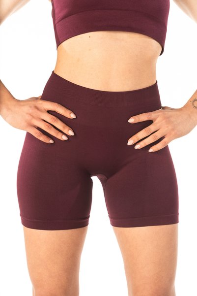 HARSFIT Women's High Waist Scrunch Tightening Burgundy Short Shorts Tights 13 cm Push up Fitness Sports Tights