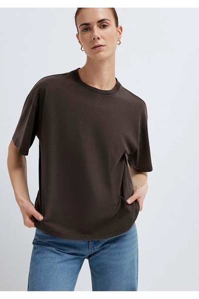 Mavi M1614313 Basic Tişört T-Shirt Kadın Tişört KAHVERENGİ