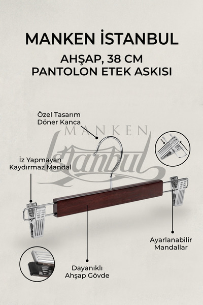 Manken İstanbul Deluxe set drvenih vešalica za pantalone i suknje od 10 komad...