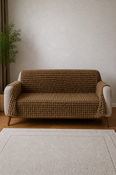 Hig Store Tavşan Tüyü Kare Dokulu Kaymaz Koltuk/Çekyat Örtüsü 170x210 cm