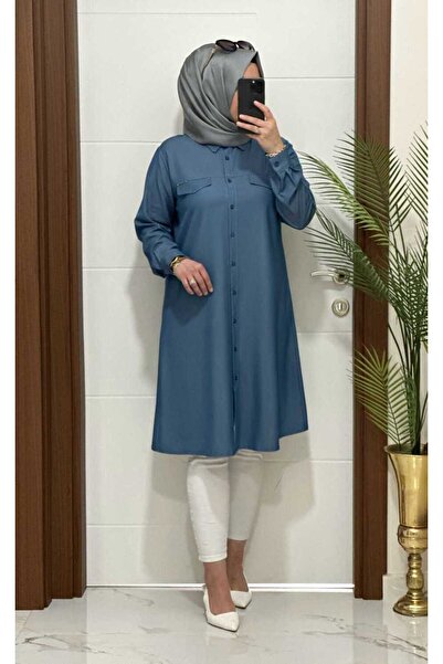 MODA ALMİRA 3030 K-100 TENSEL KOT GÖMLEK MAVİ