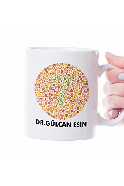 Hediyesepeti Göz Doktoruna Kişiye Özel Renk Körlüğü Testli Porselen Kupa Bardak