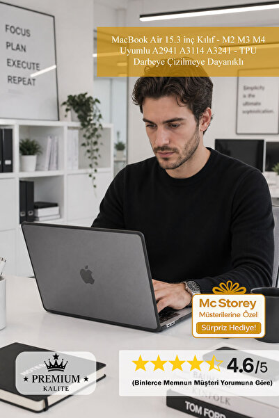 Mcstorey MacBook Air 15.3 inç Kılıf - M2 M3 M4 Uyumlu A2941 A3114 A3241 - TPU...
