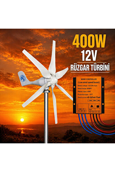 NepaSun 400w 12v Rüzgar Türbini Şarz Kontrol Cihazı 6 Kanat
