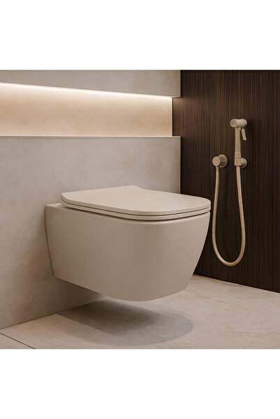 Turavit Luna Kanalsız Mat Cappucino Asma Klozet LN5610C, Luna Mat Cappucino D...