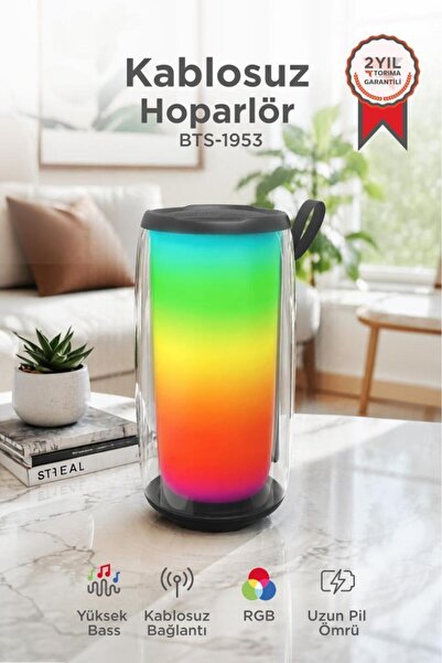 Torima Bluetooth Hoparlör Rgb Işıklı TWS USB TF Destekli Speaker BTS-1953 Siyah