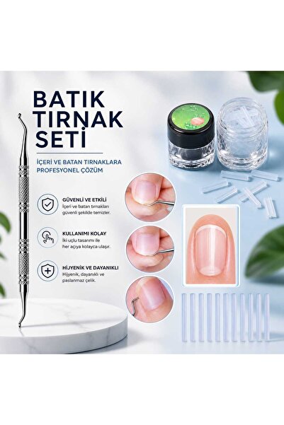 PİRAYE AKSESUAR Batık Tırnak Çıkarıcı Kürek Kronk & Batık Tırnak Klips 10 Ade...