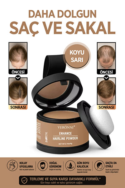 BİOREAL Saç Dolgunlaştırıcı Koyu Sarı Pudra | Seyrek Sakal Saçlar için Saç Fi...