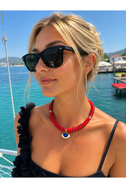 byebruketenci Kırmızı Bodrum Cam Boncuklu Porselen Göz Şeklinde Nazar Boncukl...