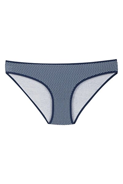 Kadın Pamuklu Lacivert Puantiye Desenli Bikini Külot