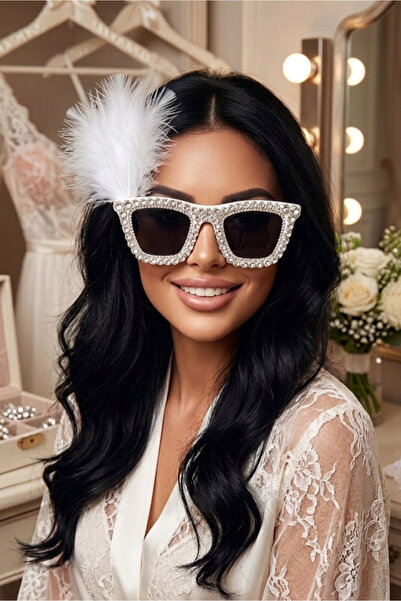 Happyline Glitter Feather Bride Glasses after Birthday Glitter Glasses Bride ...