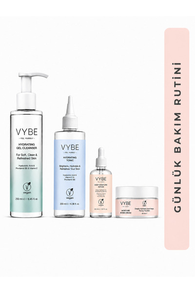 VYBE FEEL YOURSELF Yüz Temizleme Jeli, Tonik, Serum ve Nemlendirici Yüz Kremi...