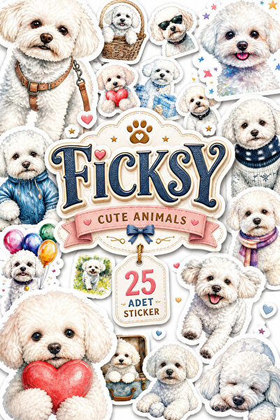 Ficksy Bichon Frise Dog Sticker Set - 25 Pieces of Sticker Stickers