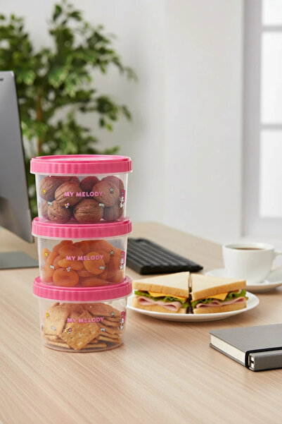 Miniso Sanrio Lisanslı My Melody 3'lü Gıda Saklama Kabı Seti 500 Ml – Sızdırm...