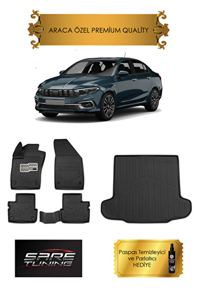 Sare Tuning Fiat Egea Sedan 2016-2026 4D Siyah Premium Araca Özel Metal Topuk...