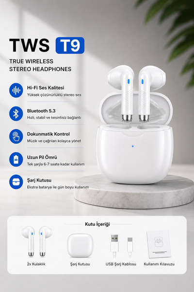 Cephone TR Tws T9 Kablosuz Bluetooth Kulak İçi Kulaklık