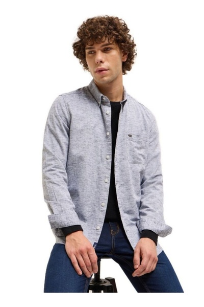 The Bear House قميص رجالي رمادي اللون بقصّة Slim-Fit، كاجوال، مناسب لكل المنا...
