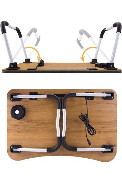 Arabest Foldable Lap Table for Bed, Laptop Stand with Cup Holder & Tablet Slo...