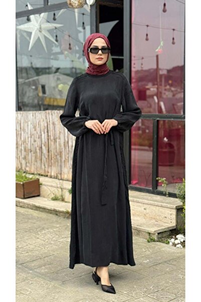 MissWhence 39833 Kuşaklı Kadın Elbise Siyah