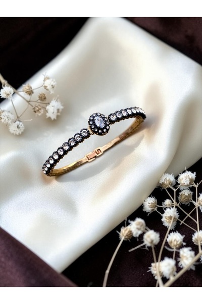 FAYRA ACCESSORIES Zirkon Taşlı Oval Taşlı Kelepçe Bileklik