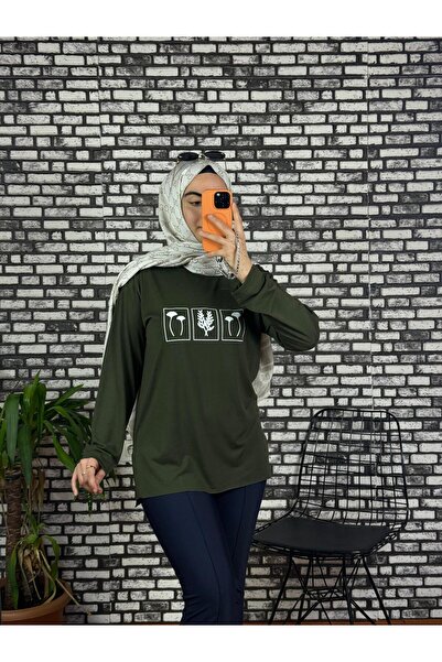 NURİVASTORE Haki Pinterest penye tunik