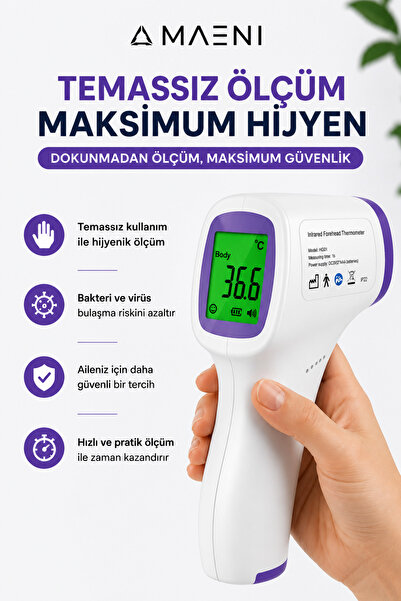 Maeni Dijital Temassız Ateş Ölçer Alından Vucut Termometre