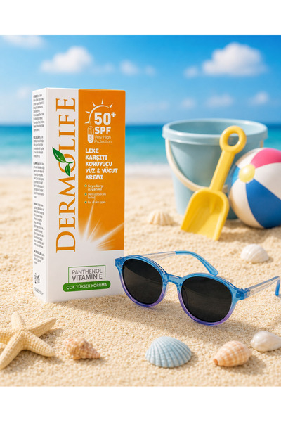 Dermolife Pulsar Mavi-Mor-Saydam Bebek Güneş Gözlüğü + Leke Karşıtı 50 SPF Gü...