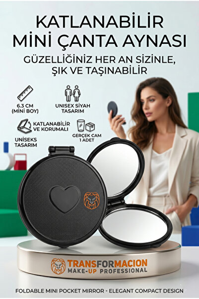 Transformacion Katlanabilir Mini Cep Aynası, Makyaj ve Çanta için Çift Tarafl...