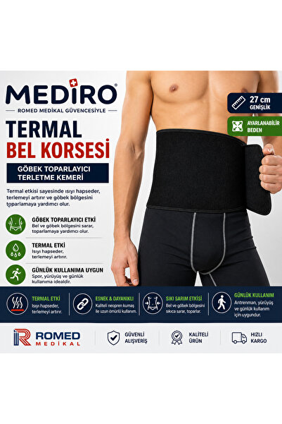 Romed Bedensiz Siyah Termal Zayıflama, Bel Ve Göbek Inceltenkorse 27 Cm Eninde