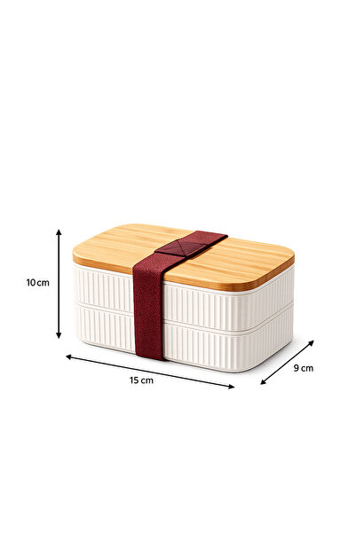 origa Bambu Kapaklı Kare Saklama Kabı 2'li Lunch Box - 2x500 ml