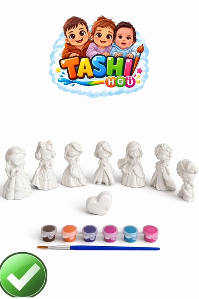 TASHI ART TASHI Prenses Boyama Seti 8’li Taş Boyama Çocuk Aktivite Eğitici Ho...
