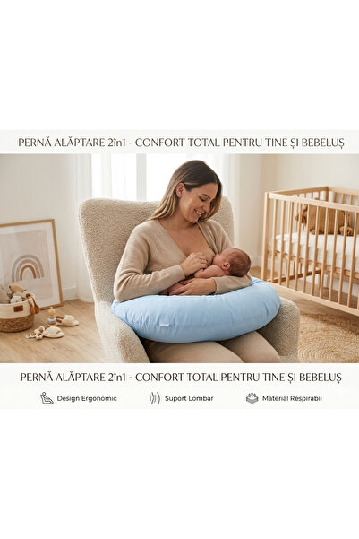 OEM Pernă de alăptare cu husă 100% bumbac, albastru deschis