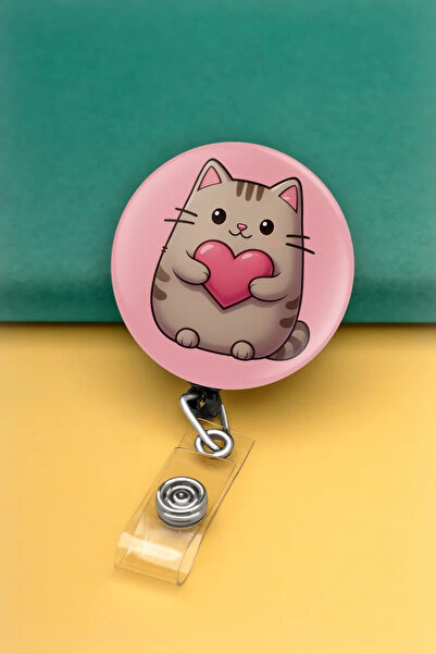 Apptakı Tatlı Kedi Metal Buton Yoyo Yaka Kartığı Kart Tutucu Yoyo Kartlık - M...