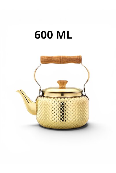 cc bin shihon Brad/ Gold Steel Teapot Love Pomegranate Wood Handle 600ml High...