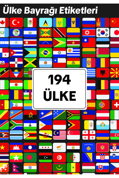 Matrak Şeyler Dünya Ülkeleri Bayrak Çıkartma Seti 193 Ülke 4x3 cm Sticker Oku...