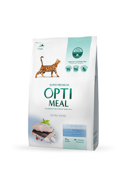 OptiMeal Hrană uscată pentru pisici adulte - cu cod, 4kg